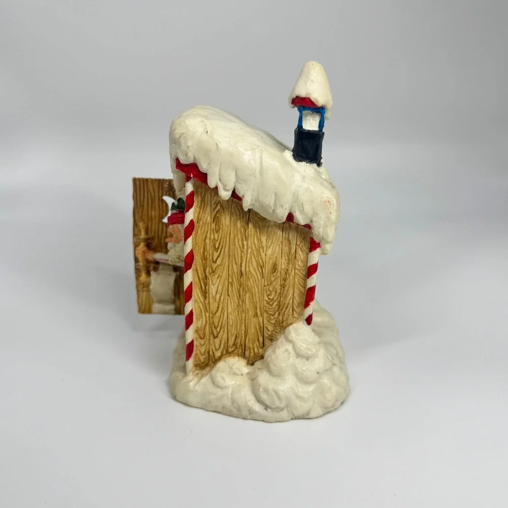 Vintage 1989 Enesco Christmas Elf in Outhouse Figurine Humorous Holiday Decor